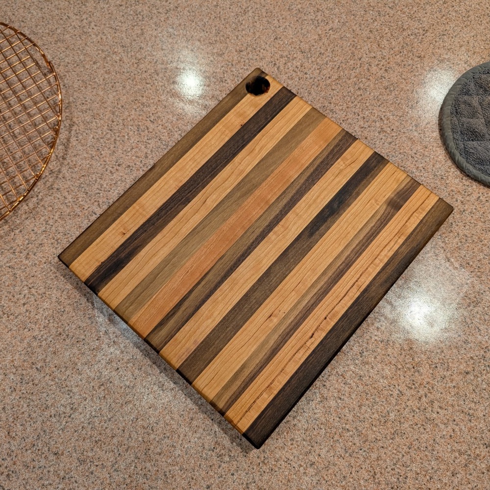 Striped Handmade Wooden Cutting Board